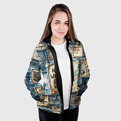 Куртка с капюшоном женская I love Barcelona - пэчворк, цвет: 3D-черный — фото 2