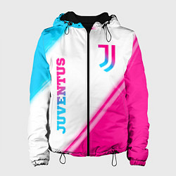 Куртка с капюшоном женская Juventus neon gradient style вертикально, цвет: 3D-черный