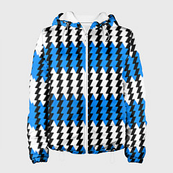 Куртка с капюшоном женская Вертикальные бело-синие полосы, цвет: 3D-белый