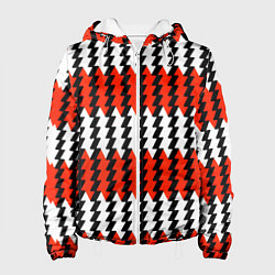 Куртка с капюшоном женская Вертикальные красно-белые полосы, цвет: 3D-белый