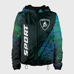 Куртка с капюшоном женская Lamborghini sport glitch blue, цвет: 3D-черный