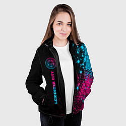 Куртка с капюшоном женская Leicester City - neon gradient по-вертикали, цвет: 3D-черный — фото 2