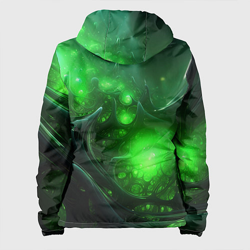 Женская куртка Зеленая кислотная яркая неоновая абстракция / 3D-Черный – фото 2