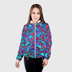 Куртка с капюшоном женская Красно-голубая абстракция, цвет: 3D-белый — фото 2