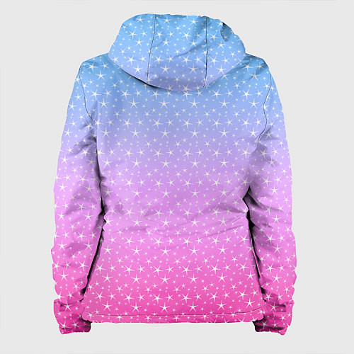 Женская куртка Звёздный градиент голубой и розовый / 3D-Черный – фото 2