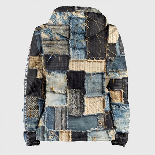 Женская куртка Заплатки пэчворк на джинсе / 3D-Черный – фото 2