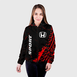 Куртка с капюшоном женская Honda red sport tires, цвет: 3D-черный — фото 2
