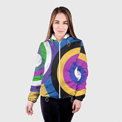Куртка с капюшоном женская Разноцветные круги, абстракция, цвет: 3D-белый — фото 2