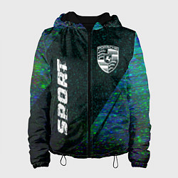 Куртка с капюшоном женская Porsche sport glitch blue, цвет: 3D-черный