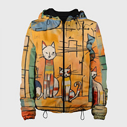 Куртка с капюшоном женская Котеечки, цвет: 3D-черный