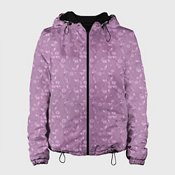 Куртка с капюшоном женская Розовый сиреневый цветочный однотонный узор, цвет: 3D-черный