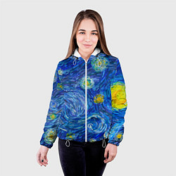 Куртка с капюшоном женская Мазки ван гога, цвет: 3D-белый — фото 2