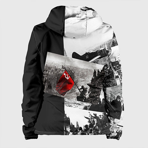 Женская куртка День победы 9 мая коллаж из фронтовых моментов / 3D-Черный – фото 2