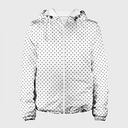 Куртка с капюшоном женская Белый в чёрный маленький горошек, цвет: 3D-белый