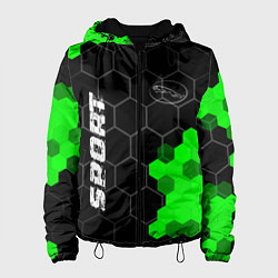 Куртка с капюшоном женская Jaguar green sport hexagon, цвет: 3D-черный