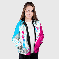 Куртка с капюшоном женская Borussia neon gradient style вертикально, цвет: 3D-черный — фото 2