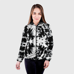 Куртка с капюшоном женская Серо белый тайдай, цвет: 3D-черный — фото 2