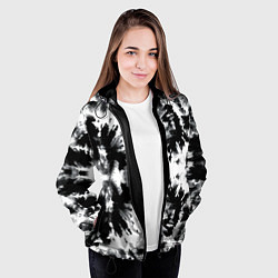 Куртка с капюшоном женская Серо белый тайдай, цвет: 3D-черный — фото 2