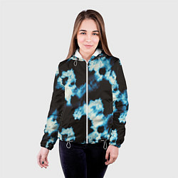 Куртка с капюшоном женская Чёрно синий тай дай, цвет: 3D-белый — фото 2