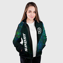Куртка с капюшоном женская Volkswagen sport glitch blue, цвет: 3D-черный — фото 2