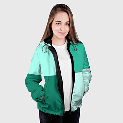 Куртка с капюшоном женская Геометричный зелёный и мятный, цвет: 3D-черный — фото 2