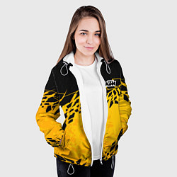 Куртка с капюшоном женская KTM - оранжевые разломы, цвет: 3D-белый — фото 2