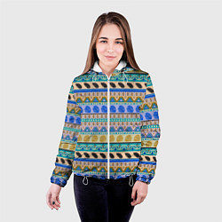 Куртка с капюшоном женская Полосатый тропический летний узор, цвет: 3D-белый — фото 2