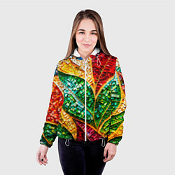 Куртка с капюшоном женская Яркая мозаика с разноцветным абстрактным узором и, цвет: 3D-белый — фото 2