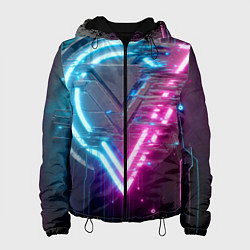 Куртка с капюшоном женская Neon geometric abstraction - ai art, цвет: 3D-черный