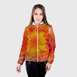 Куртка с капюшоном женская Абстракция цветы мастихин, цвет: 3D-белый — фото 2