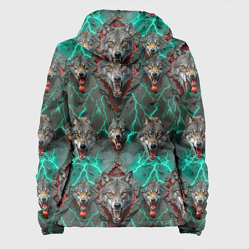 Женская куртка Эпичный паттерн из волков / 3D-Черный – фото 2
