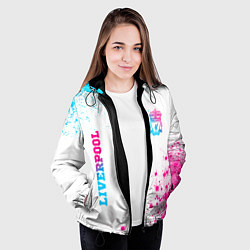 Куртка с капюшоном женская Liverpool neon gradient style вертикально, цвет: 3D-черный — фото 2