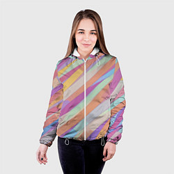 Куртка с капюшоном женская Пастельная диагональ аниме, цвет: 3D-белый — фото 2