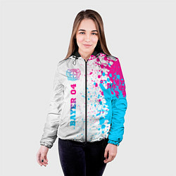 Куртка с капюшоном женская Bayer 04 neon gradient style по-вертикали, цвет: 3D-черный — фото 2