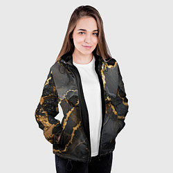 Куртка с капюшоном женская Золото и черный агат, цвет: 3D-черный — фото 2