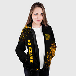 Куртка с капюшоном женская Bayer 04 - gold gradient вертикально, цвет: 3D-черный — фото 2