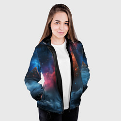 Куртка с капюшоном женская Космическая абстракция пирамида, цвет: 3D-черный — фото 2