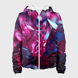 Куртка с капюшоном женская Яркие розовые хрусталики, цвет: 3D-белый