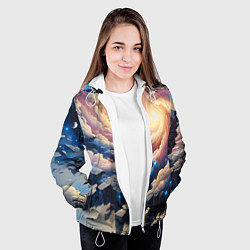 Куртка с капюшоном женская Космическая галактика - нейросеть фантазия, цвет: 3D-белый — фото 2