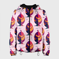 Куртка с капюшоном женская Абстракция листок, цвет: 3D-черный