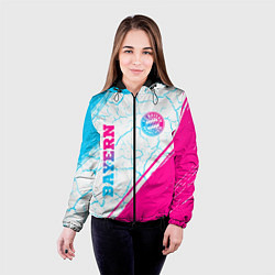 Куртка с капюшоном женская Bayern neon gradient style вертикально, цвет: 3D-черный — фото 2