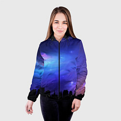 Куртка с капюшоном женская Город вселенная, цвет: 3D-черный — фото 2