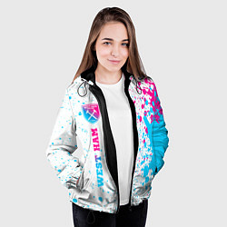 Куртка с капюшоном женская West Ham neon gradient style по-вертикали, цвет: 3D-черный — фото 2