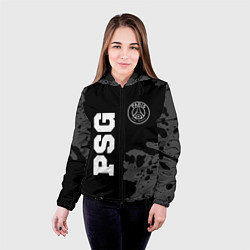 Куртка с капюшоном женская PSG sport на темном фоне вертикально, цвет: 3D-черный — фото 2