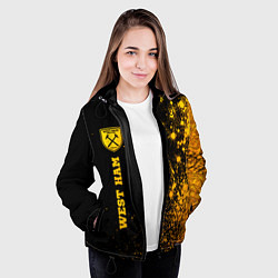 Куртка с капюшоном женская West Ham - gold gradient по-вертикали, цвет: 3D-черный — фото 2