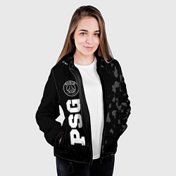Куртка с капюшоном женская PSG sport на темном фоне по-вертикали, цвет: 3D-черный — фото 2