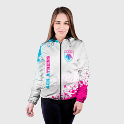 Куртка с капюшоном женская AEK Athens neon gradient style вертикально, цвет: 3D-черный — фото 2