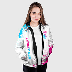 Куртка с капюшоном женская AEK Athens neon gradient style вертикально, цвет: 3D-черный — фото 2