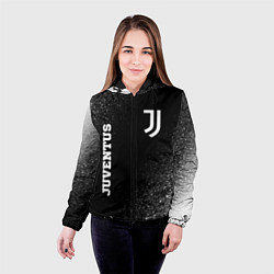 Куртка с капюшоном женская Juventus sport на темном фоне вертикально, цвет: 3D-черный — фото 2