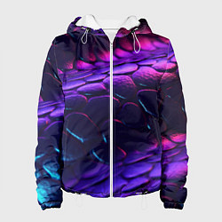 Куртка с капюшоном женская Фиолетовая абстрактная текстура неоновая, цвет: 3D-белый
